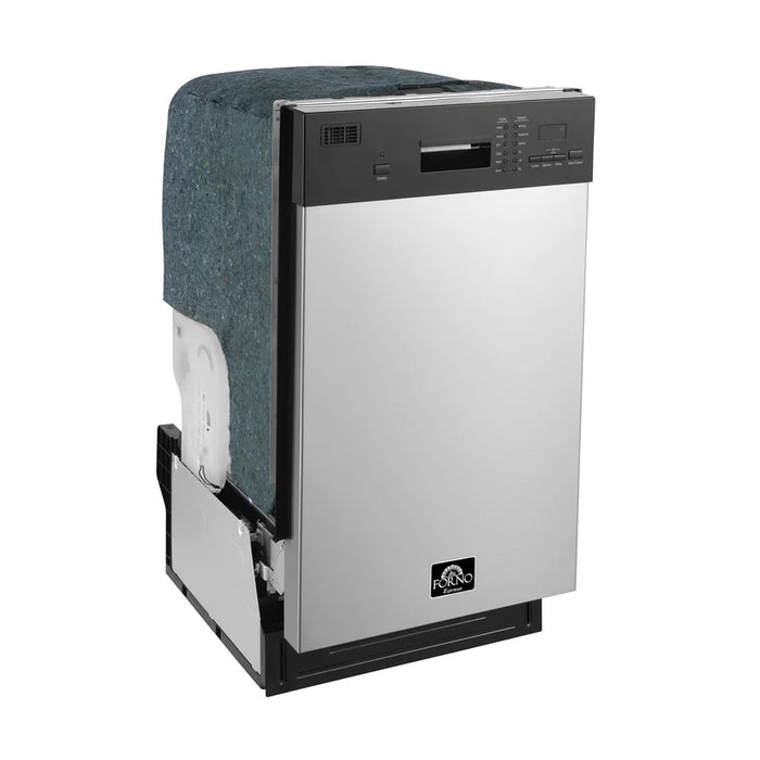 Forno Polo FDWBI8041-18S 18" Built-In Stainless Steel Dishwasher – 8 Place Settings, Front Controls, 6 Wash Cycles, 120V