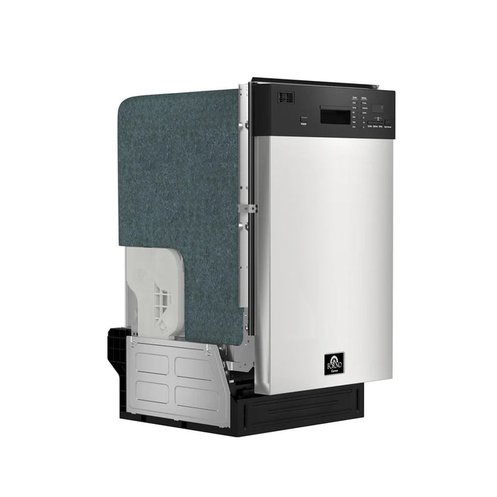 Forno Polo FDWBI8041-18S 18" Built-In Stainless Steel Dishwasher – 8 Place Settings, Front Controls, 6 Wash Cycles, 120V