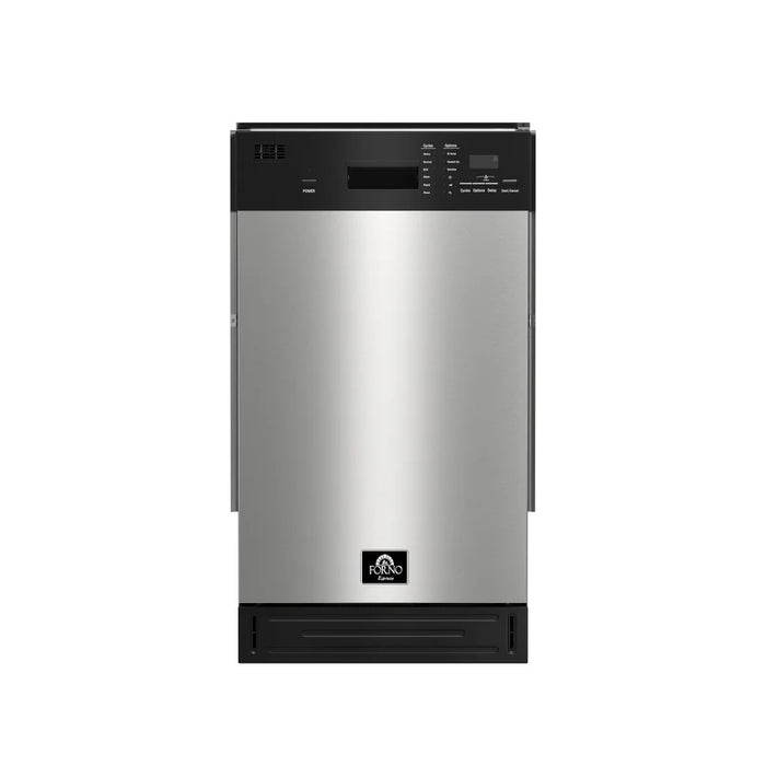Forno Polo FDWBI8041-18S 18" Built-In Stainless Steel Dishwasher – 8 Place Settings, Front Controls, 6 Wash Cycles, 120V