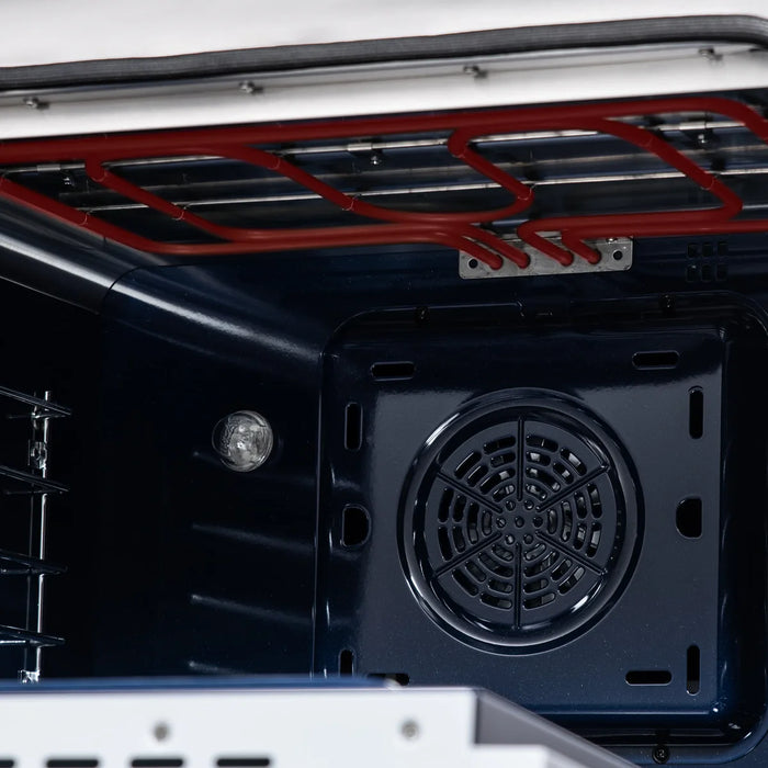 Forno Massimo FFSGS6125-30WHT 30" White Dual Fuel Range, Antique Brass, 5 Sealed Burners, 4.32 cu. ft. True Convection Oven