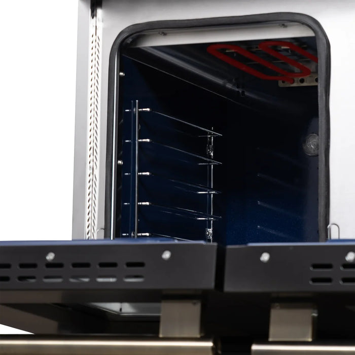 Forno Massimo FFSGS6125‑48BLK 48" Black Dual Fuel Range, Antique Brass, 8 Sealed Burners & Double Convection Ovens