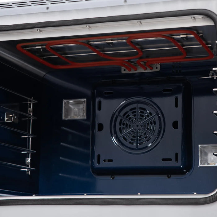 Forno Capriasca FFSGS6387-30WHT 30" White French Door Dual Fuel Range, 5 Burners, True Convection Oven