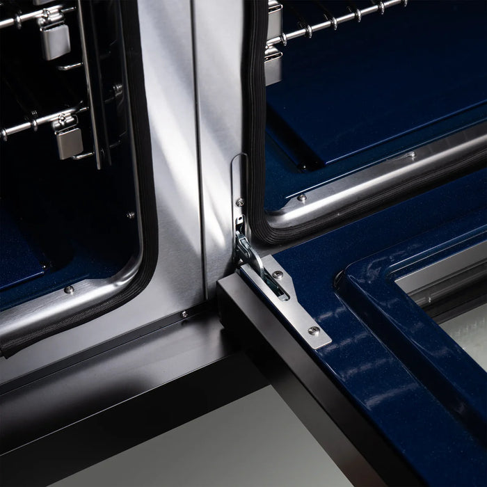 Forno Capriasca FFSGS6387-48BLK 48" French Door Dual Fuel Range, Black, Antique Brass, 8 Burners, Double Oven