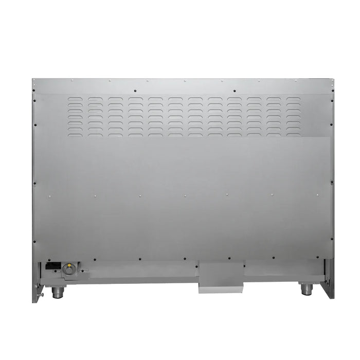Forno Galiano FFSGS6156-48WHT 48" Dual Fuel Range, 8 Burners, 6.58 cu. ft. Convection Ovens, White & Antique Brass