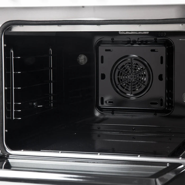 Forno Galiano FFSGS6156-48WHT 48" Dual Fuel Range, 8 Burners, 6.58 cu. ft. Convection Ovens, White & Antique Brass