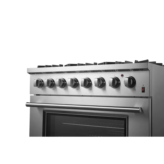 Forno Marco FFSGS6197-36 36" Freestanding Dual Fuel Range – 6 Sealed Burners, 67,000 BTU Cooktop, 5.36 cu ft True Convection Oven, Stainless Steel