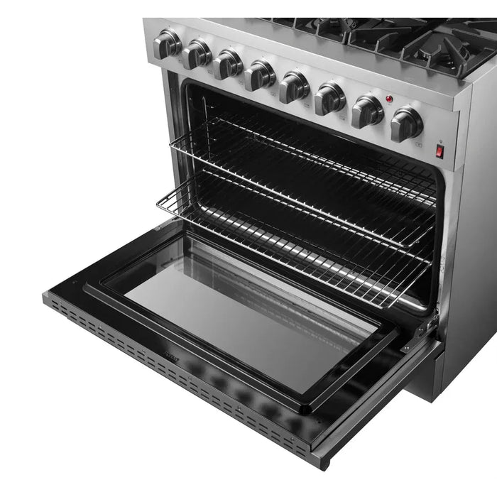 Forno Marco FFSGS6197-36 36" Freestanding Dual Fuel Range – 6 Sealed Burners, 67,000 BTU Cooktop, 5.36 cu ft True Convection Oven, Stainless Steel