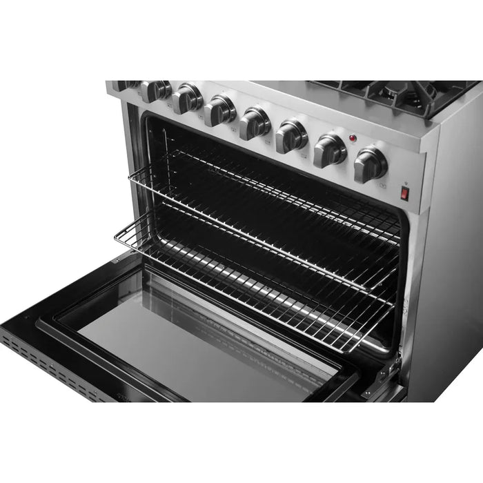 Forno Marco FFSGS6197-36 36" Freestanding Dual Fuel Range – 6 Sealed Burners, 67,000 BTU Cooktop, 5.36 cu ft True Convection Oven, Stainless Steel