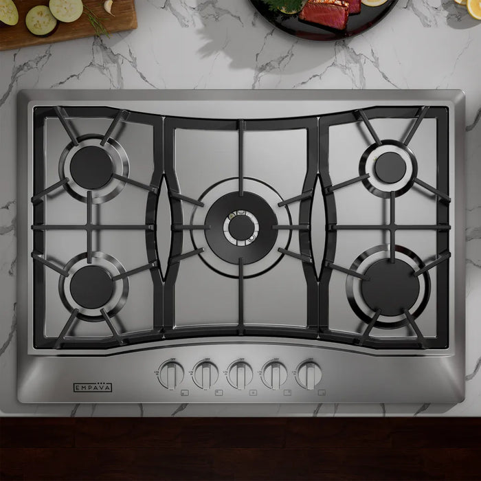 Empava 30″ Built‑In Gas Cooktop (EMPV‑30GC21‑GX) – 5‑Burner Stainless Steel Cooktop, NG/LPG Convertible