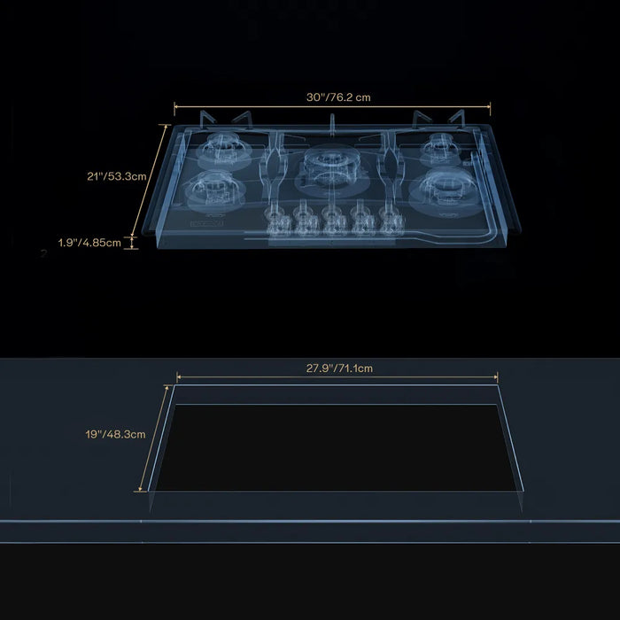 Empava 30″ Built‑In Gas Cooktop (EMPV‑30GC21‑GX) – 5‑Burner Stainless Steel Cooktop, NG/LPG Convertible