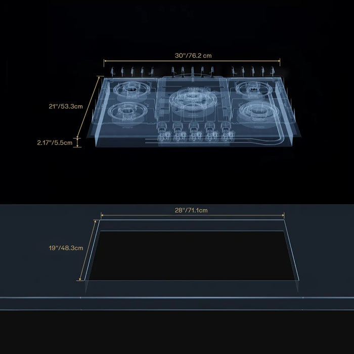 Empava 30″ Built‑In Gas Cooktop 30GC26‑GX – 5‑Burner Stainless Steel NG/LPG Convertible Cooktop (EMPV‑30GC26‑GX)