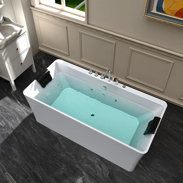 Empava 67" Freestanding Acrylic Whirlpool Bathtub with Hydro-Massage Jets – EMPV-67AIS03