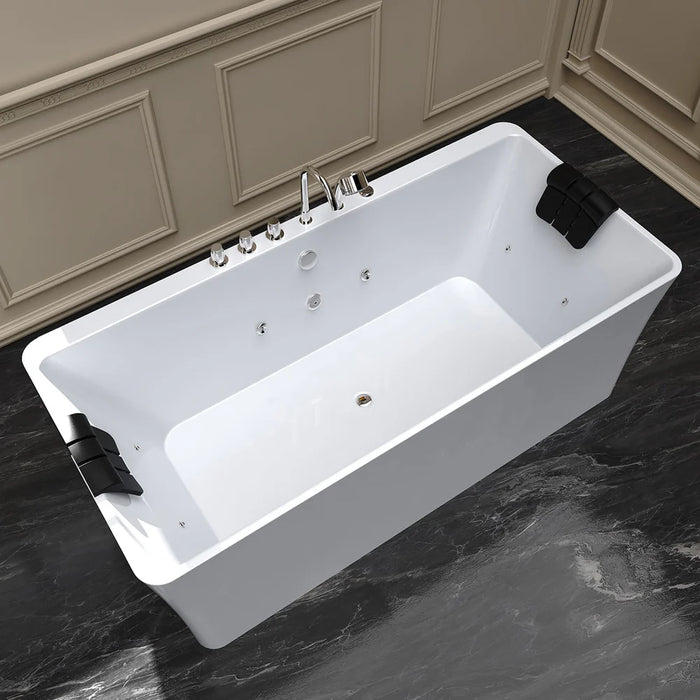 Empava 67" Freestanding Acrylic Whirlpool Bathtub with Hydro-Massage Jets – EMPV-67AIS03
