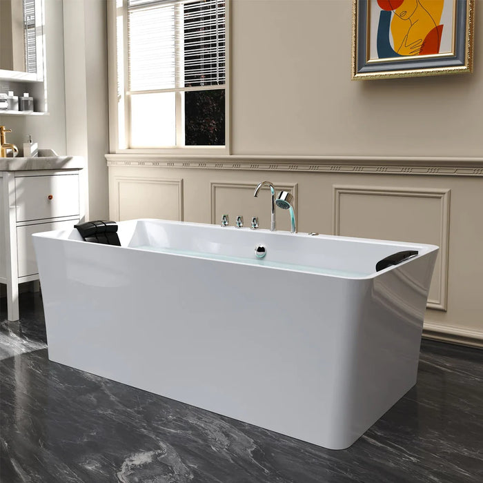 Empava 67" Freestanding Acrylic Whirlpool Bathtub with Hydro-Massage Jets – EMPV-67AIS03
