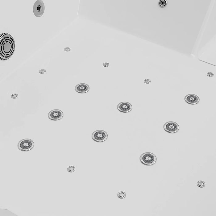 Empava EMPV-71PRO02 71-Inch Alcove Dual Massage Whirlpool Bathtub with Inline Heater and Revi-Skin Therapy, White