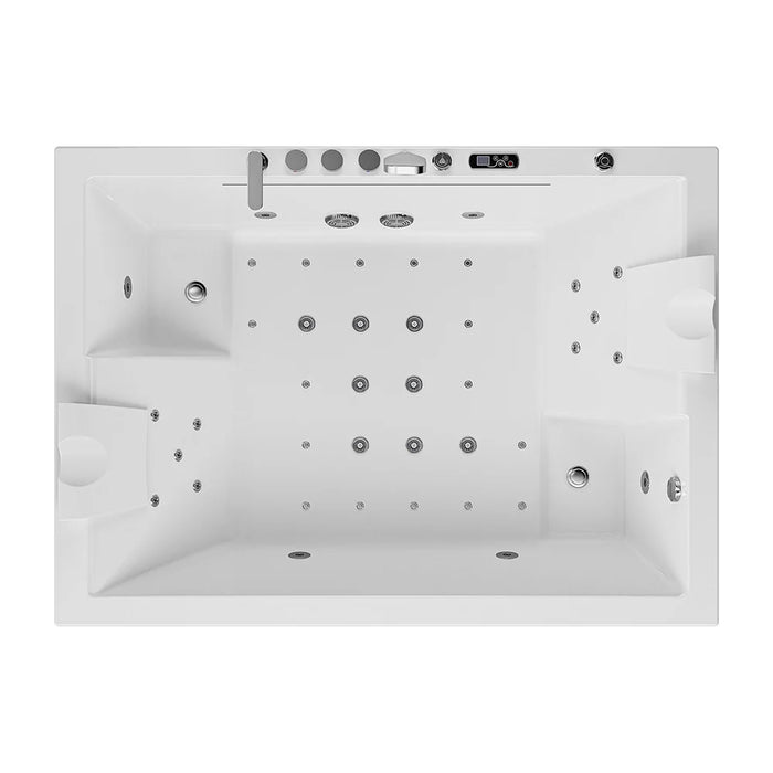 Empava EMPV-71PRO02 71-Inch Alcove Dual Massage Whirlpool Bathtub with Inline Heater and Revi-Skin Therapy, White