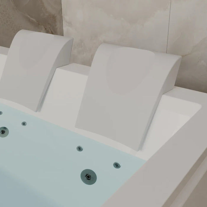 Empava EMPV-71PRO05 71" Alcove Dual Massage Whirlpool Bathtub with Inline Heater and Revi-Skin Therapy, White