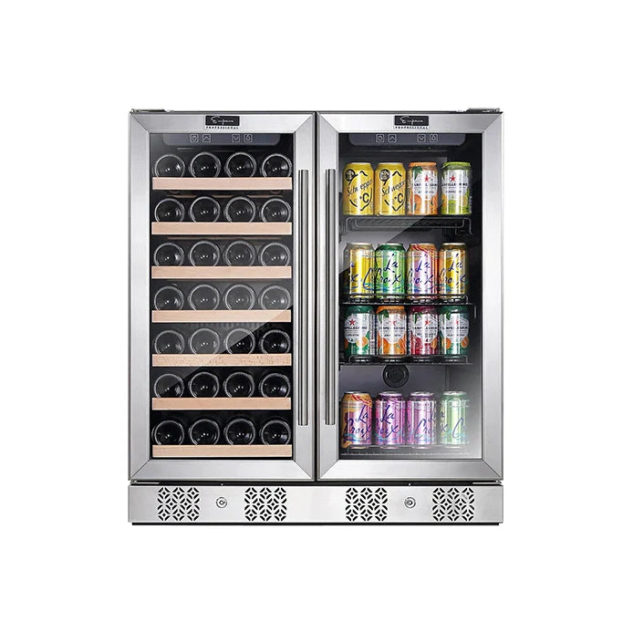 Empava EMPV-BR04D 24-Bottle Built-In or Freestanding Beverage & Wine Cooler with Dual Zones