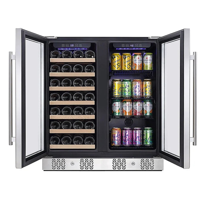 Empava EMPV-BR04D 24-Bottle Built-In or Freestanding Beverage & Wine Cooler with Dual Zones