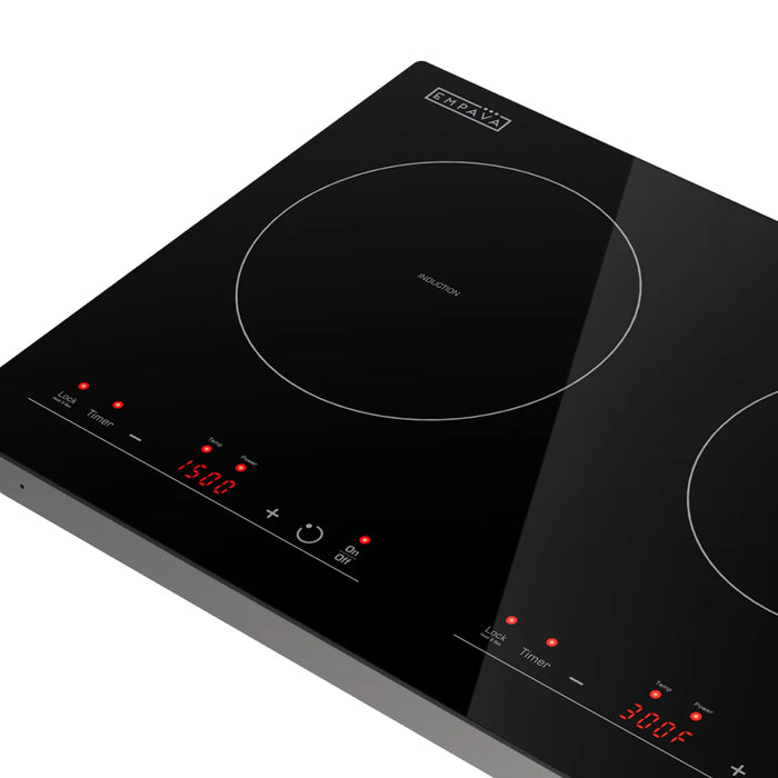 Empava EMPV-IDC12B2 12-Inch Induction Cooktop – 2-Zone Built-In Electric Glass Cooktop with Touch Controls