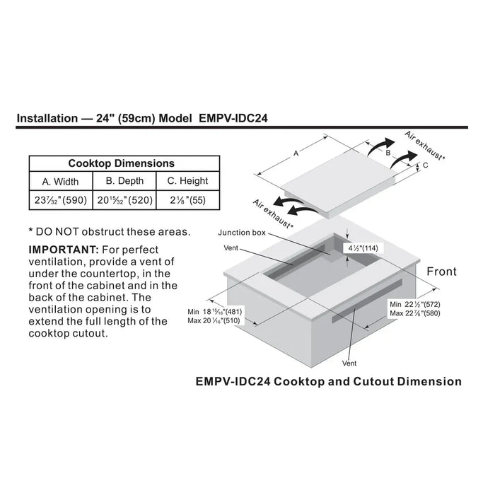 Empava EMPV-IDC24 24-Inch Induction Cooktop – 4-Zone Built-In Electric Glass Cooktop with Touch Controls