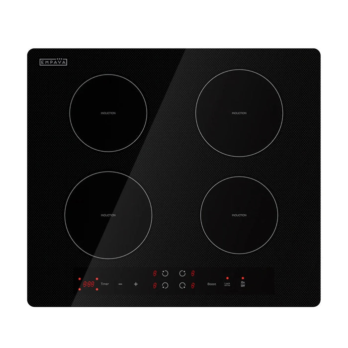 Empava EMPV-IDC24 24-Inch Induction Cooktop – 4-Zone Built-In Electric Glass Cooktop with Touch Controls