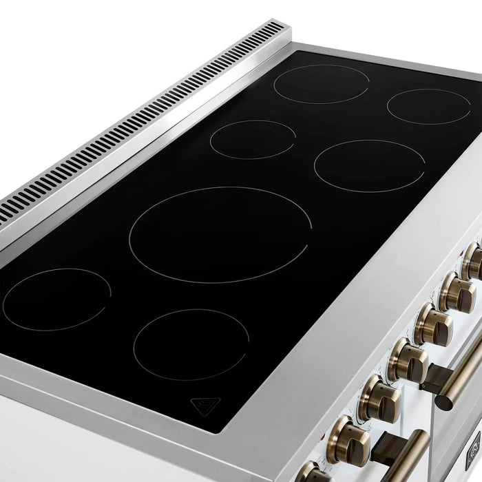 Forno Paolo FFSEL6011‑48WHT 48" Freestanding Electric Range – True Convection Dual Ovens, 7 Burners, 11,000W Cooktop, White