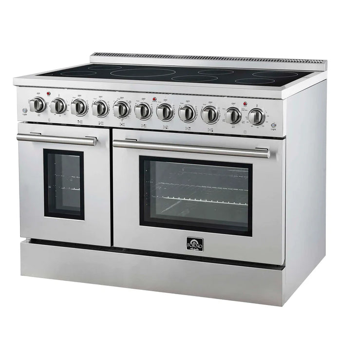 Forno Paolo FFSEL6011‑48 48" Freestanding Electric Range – True Convection Dual Ovens, 7 Burners, 11,000W Cooktop, Stainless Steel