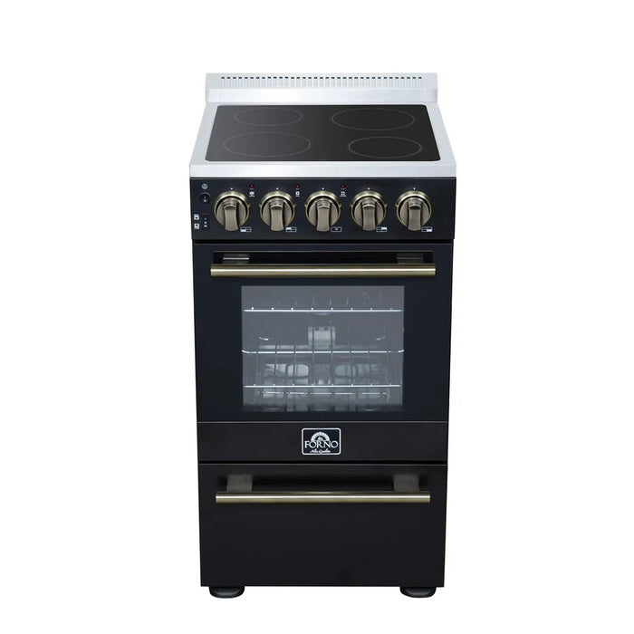 Forno Pallerano FFSEL6052-20BLK 20" Freestanding Electric Range – 2.05 Cu. Ft. Oven, 6,000W Cooktop, Black