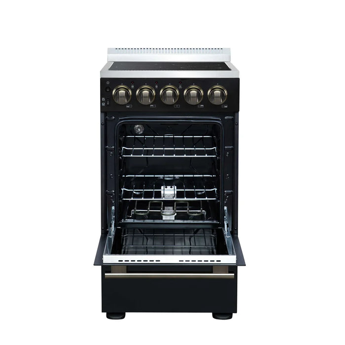 Forno Pallerano FFSEL6052-20BLK 20" Freestanding Electric Range – 2.05 Cu. Ft. Oven, 6,000W Cooktop, Black