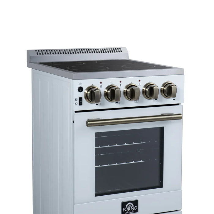 Forno Pallerano FFSEL6052-20WHT 20" Freestanding Electric Range – 2.05 Cu. Ft. Oven, 6,000W Cooktop, White