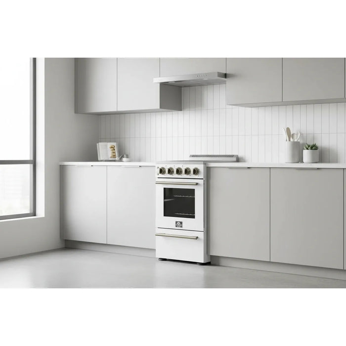 Forno Pallerano FFSEL6052-20WHT 20" Freestanding Electric Range – 2.05 Cu. Ft. Oven, 6,000W Cooktop, White