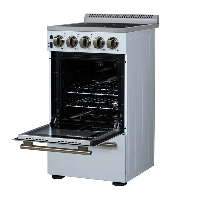 Forno Pallerano FFSEL6052-20WHT 20" Freestanding Electric Range – 2.05 Cu. Ft. Oven, 6,000W Cooktop, White