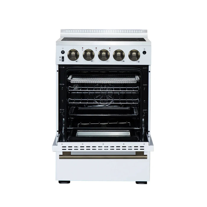 Forno Loiano FFSEL6069-24WHT 24" Freestanding Electric Range – 2.3 Cu. Ft. Oven, 6,000W Cooktop, White