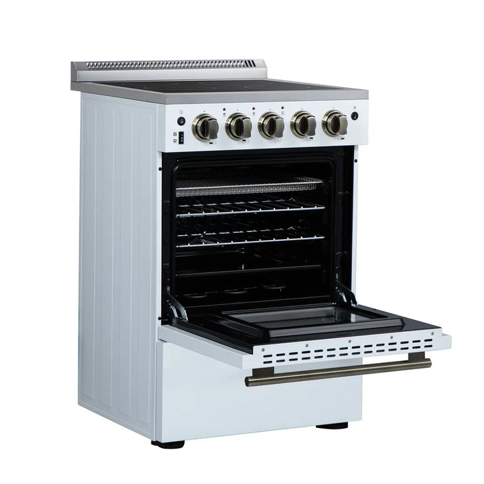 Forno Loiano FFSEL6069-24WHT 24" Freestanding Electric Range – 2.3 Cu. Ft. Oven, 6,000W Cooktop, White