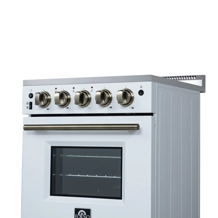 Forno Loiano FFSEL6069-24WHT 24" Freestanding Electric Range – 2.3 Cu. Ft. Oven, 6,000W Cooktop, White