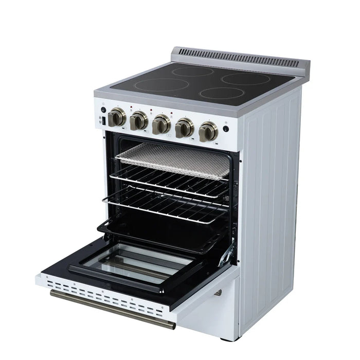 Forno Loiano FFSEL6069-24WHT 24" Freestanding Electric Range – 2.3 Cu. Ft. Oven, 6,000W Cooktop, White