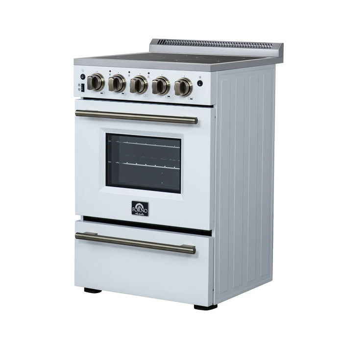 Forno Loiano FFSEL6069-24WHT 24" Freestanding Electric Range – 2.3 Cu. Ft. Oven, 6,000W Cooktop, White