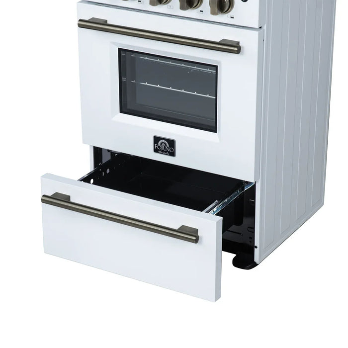 Forno Loiano FFSEL6069-24WHT 24" Freestanding Electric Range – 2.3 Cu. Ft. Oven, 6,000W Cooktop, White