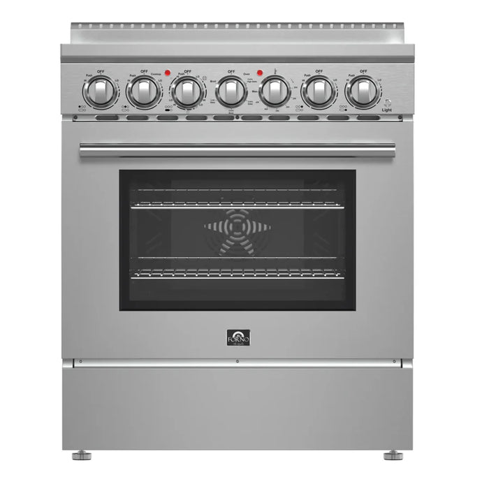 Forno Paolo FFSEL6011‑30 30" Freestanding Electric Range – True Convection Oven, 5 Radiant Elements, 7,800W Cooktop, Stainless Steel