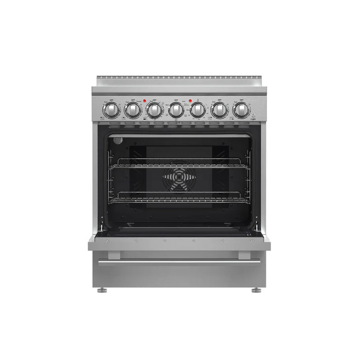 Forno Paolo FFSEL6011‑30 30" Freestanding Electric Range – True Convection Oven, 5 Radiant Elements, 7,800W Cooktop, Stainless Steel