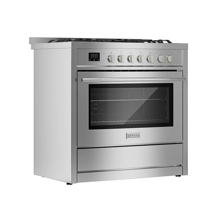 Empava 36" Freestanding Gas Range with Oven (EMPV‑36GR12) – Stainless Steel Freestanding Gas Range with 5 Burners & 4.3 cu ft Oven