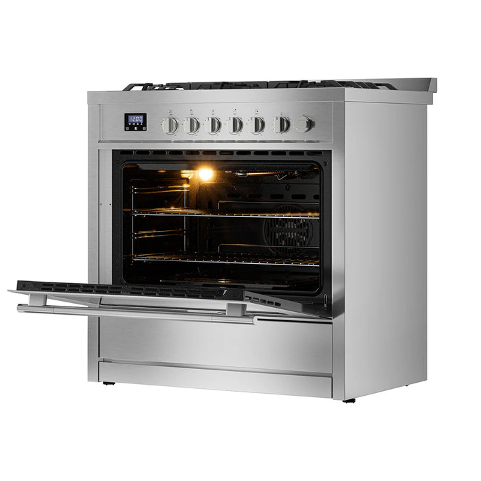 Empava 36" Freestanding Gas Range with Oven (EMPV‑36GR12) – Stainless Steel Freestanding Gas Range with 5 Burners & 4.3 cu ft Oven