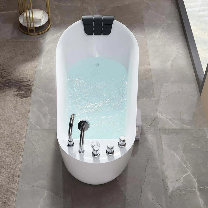 Empava 59" Freestanding Acrylic Whirlpool Bathtub with Hydro‑Massage Jets – EMPV‑59AIS04