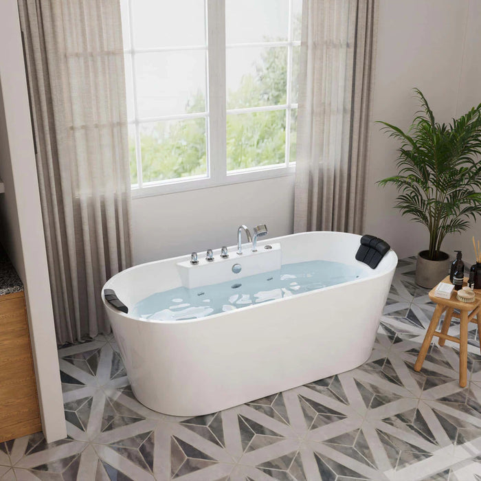 Empava 67" Freestanding Acrylic Whirlpool Bathtub with Hydro-Massage Jets – EMPV-67AIS01