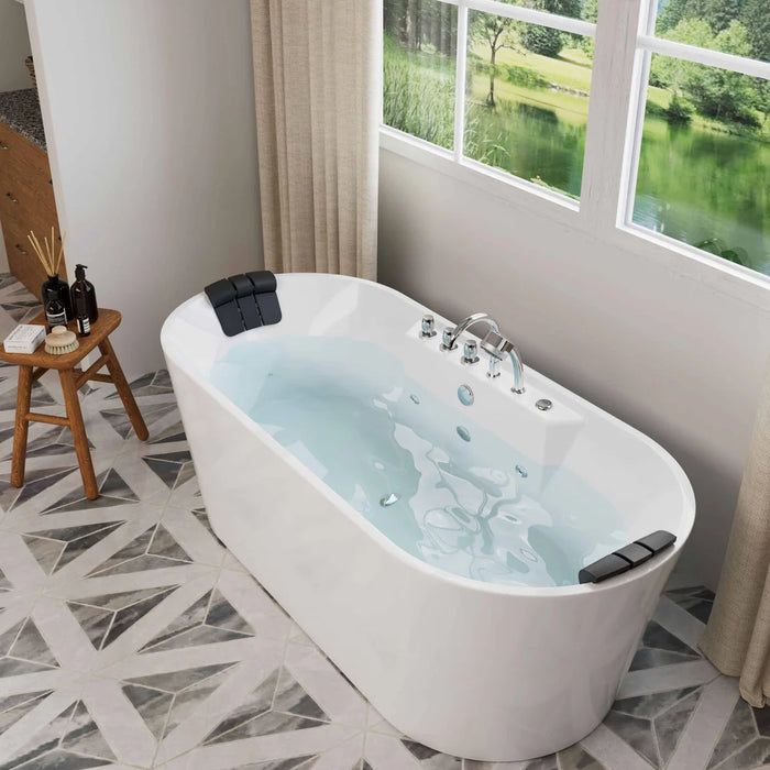 Empava 67" Freestanding Acrylic Whirlpool Bathtub with Hydro-Massage Jets – EMPV-67AIS01