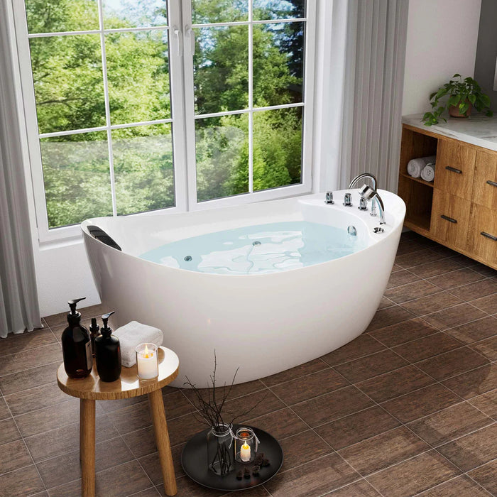 Empava 67" Freestanding Acrylic Whirlpool Bathtub with Hydro-Massage Jets – EMPV-67AIS02