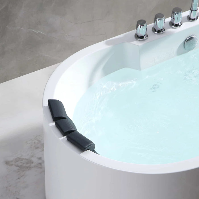 Empava 67" Oval Freestanding Acrylic Whirlpool Bathtub with Hydro-Massage Jets – EMPV-67AIS17