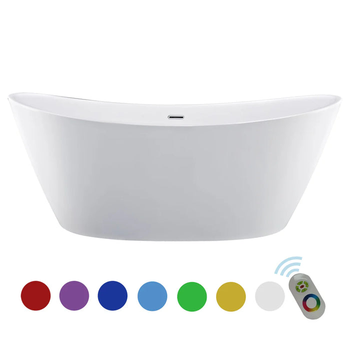 Empava 67" Freestanding Acrylic Soaking Bathtub with LED Chromatherapy Lights – EMPV‑67FT1518LED