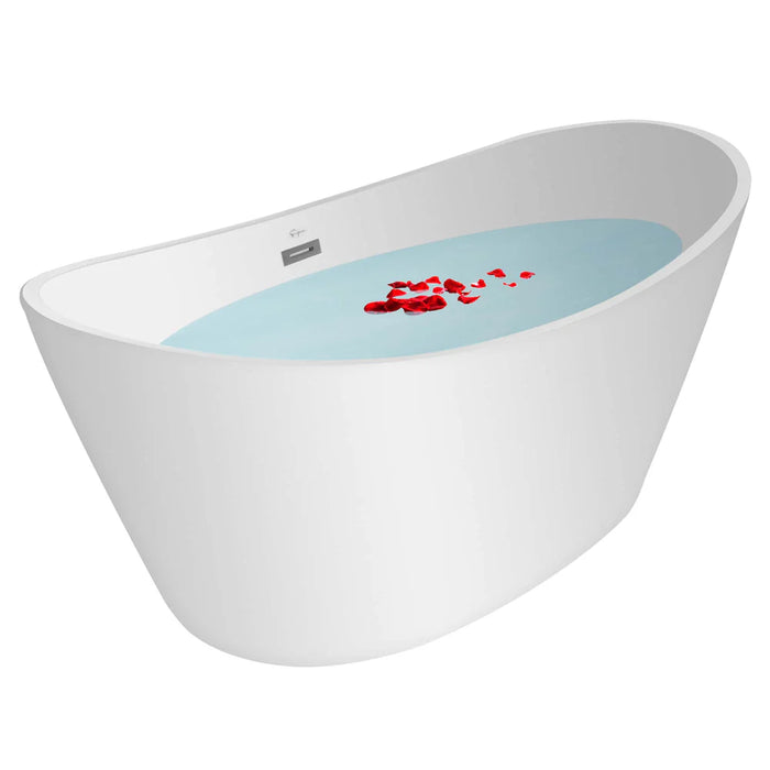 Empava 67" Freestanding Acrylic Soaking Bathtub with LED Chromatherapy Lights – EMPV‑67FT1518LED